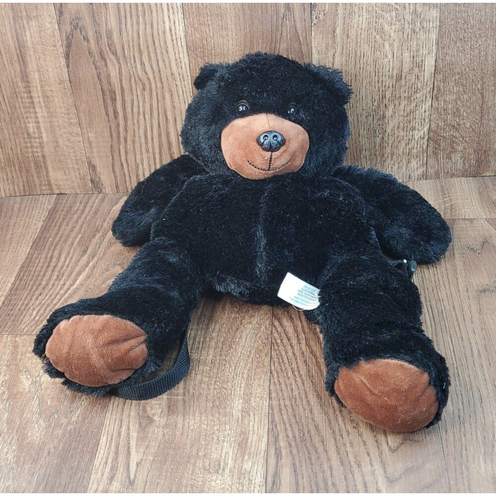 Black Bear Adjustable Straps Zipper Pocket 18" Plush Backpack